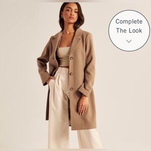 Abercrombie Wool-Blend Dad Coat, Women’s Size Large, Tan Color